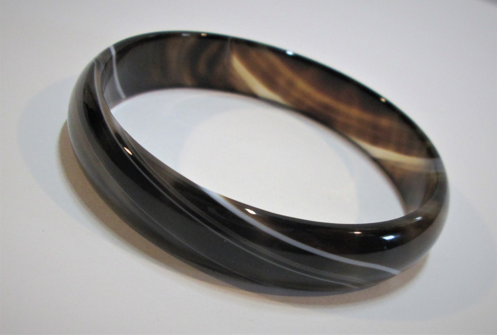 SOLID STONE BANDED AGATE BANGLE BRACELET VARIOUS … - image 1