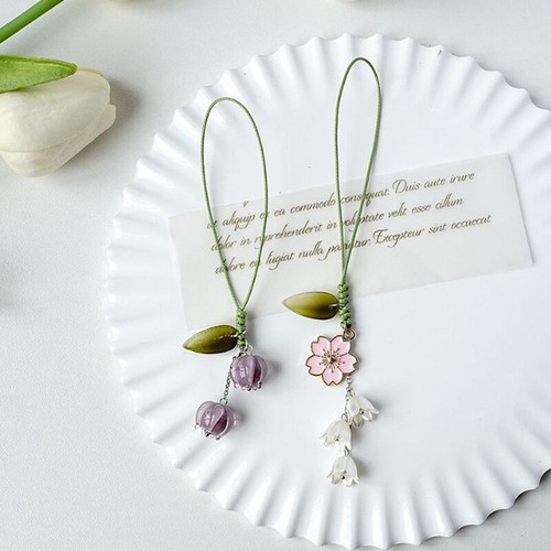 Tulip Flower Mobile Phone Straps Charm Cute For Mobile Phone Lanyard Hand Rope - Zdjęcie 4 z 11