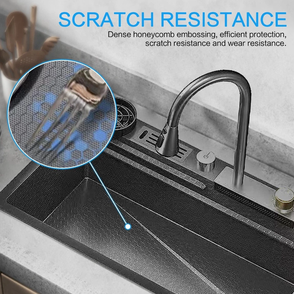 29.5inch Kitchen Sink 304 Stainless Steel Single Bowl Drop In Top Mount Faucet - Image 4 of 4