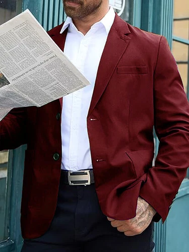 Men's Suit-Jacket Tops Business Casual Formal Coat Dress Work Slim Jacket Blazer - Picture 11 of 28