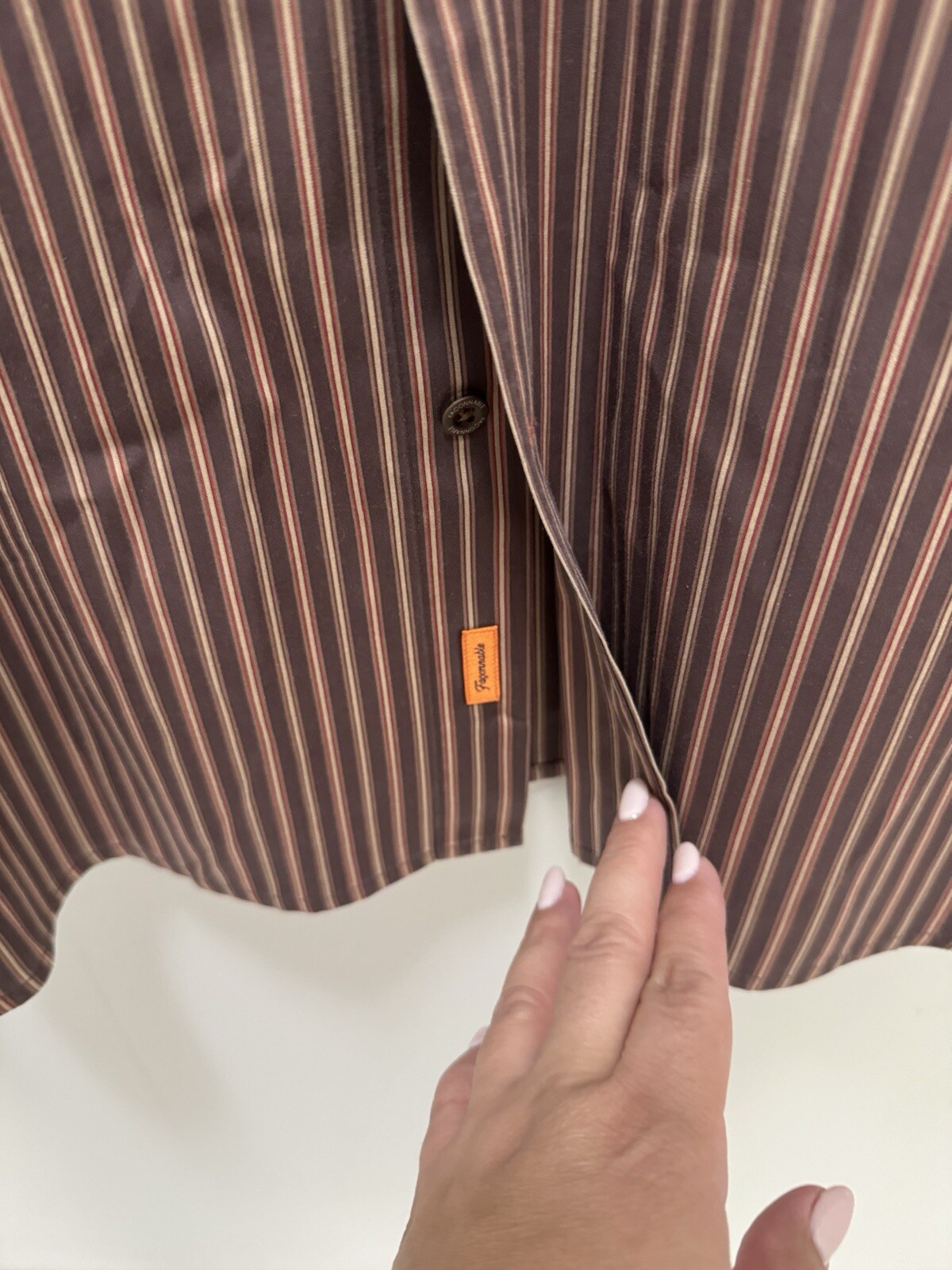 faconnable Jeans men Button Down Brown Stripe shi… - image 2