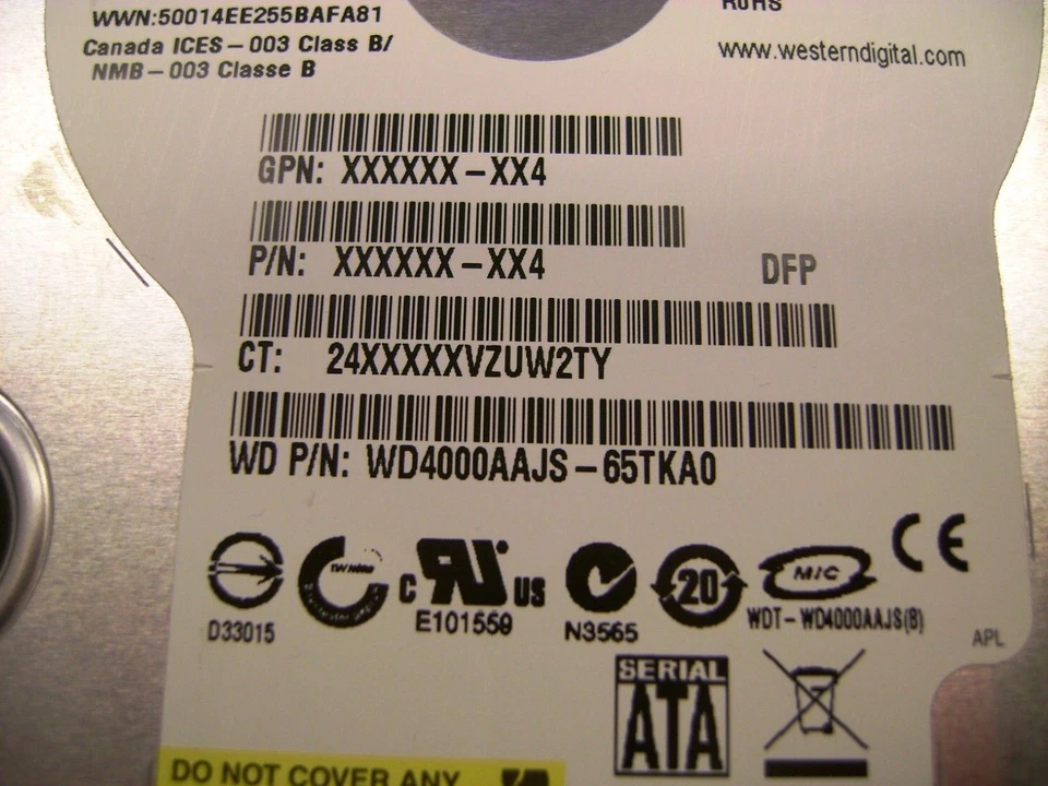 WD4000AAJS-65TKA0, DCM: HANCNV2ABB, Western Digital 400GB SATA 3.5 Hard Drive - Image 4 of 4