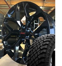 26 Snowflake Wheels Gloss Black All Terrain Tires Sierra Yukon Silverado Tahoe