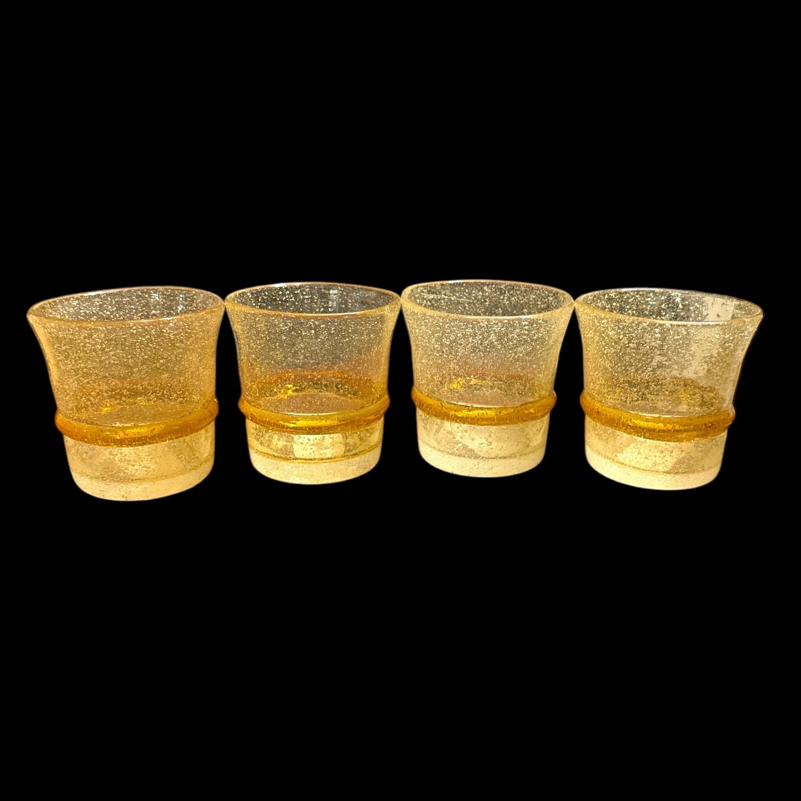 Hand Blown Gold HI BALL Glasses Set 4 by EI8HTEEN KARAT Barware Cocktail Drink