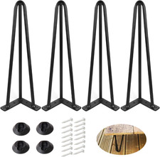 16 Inch Hairpin Table Legs 1/2 Dia 3-Rods Hairpin Feet, DIY Black Coffee Table