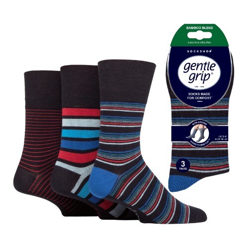 6 Pairs Mens Gentle Grip Bamboo Non Elastic Socks Sailor Stripes