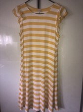 Old Navy Women Short Sleeve Stripes Dress Size Small Yellow And White Stripes