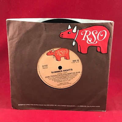  OLIVIA NEWTON JOHN & JOHN TRAVOLTA Summer Nights 1978 7'' Vinyl Single grease