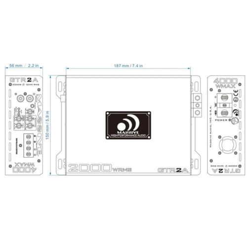 Massive Audio GTR2A 4000 Watt Monoblock Kompaktverstärker Class D 2030 Watt RMS - Bild 8 von 8