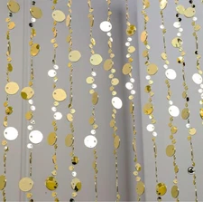 ANMINY Beaded Curtain Bubbles Decorative Bead String Curtains 35” By 79” Gold