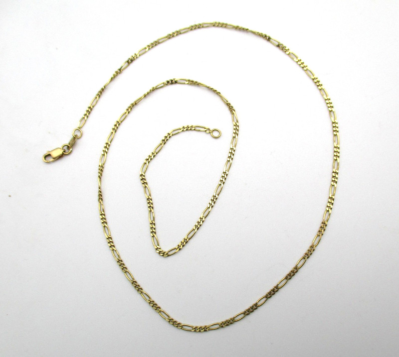 14K Yellow Gold Figaro Chain Necklace 18" 3.6 Gr [N147]