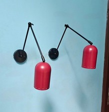 Mid-Century Brass Wall Sconce Italian Stilnovo Style Adjustable Arm Lamp pair