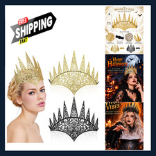 Royal Halloween Crown Die Cut Gold Black Costume Accessory for Adults Pack of 2