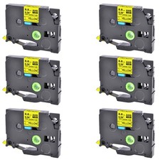 6PK Black on Yellow Compatible For Brother 2:1 HSe-621 8.8mm Heat Shrink Tube