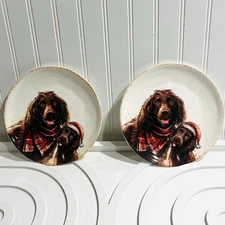 Southern Living Santa Paws Boykin Spaniel Dog Accent Plates 8 3/8" NIB Set Of 2