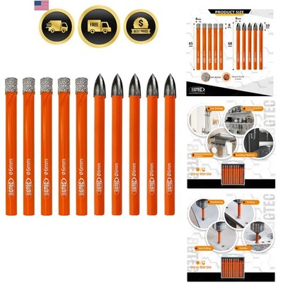 Dry Diamond Drill Bits Set - 5pcs 1/4'' Tile Drill Bits and 5pcs 1/4'' Carbide ...