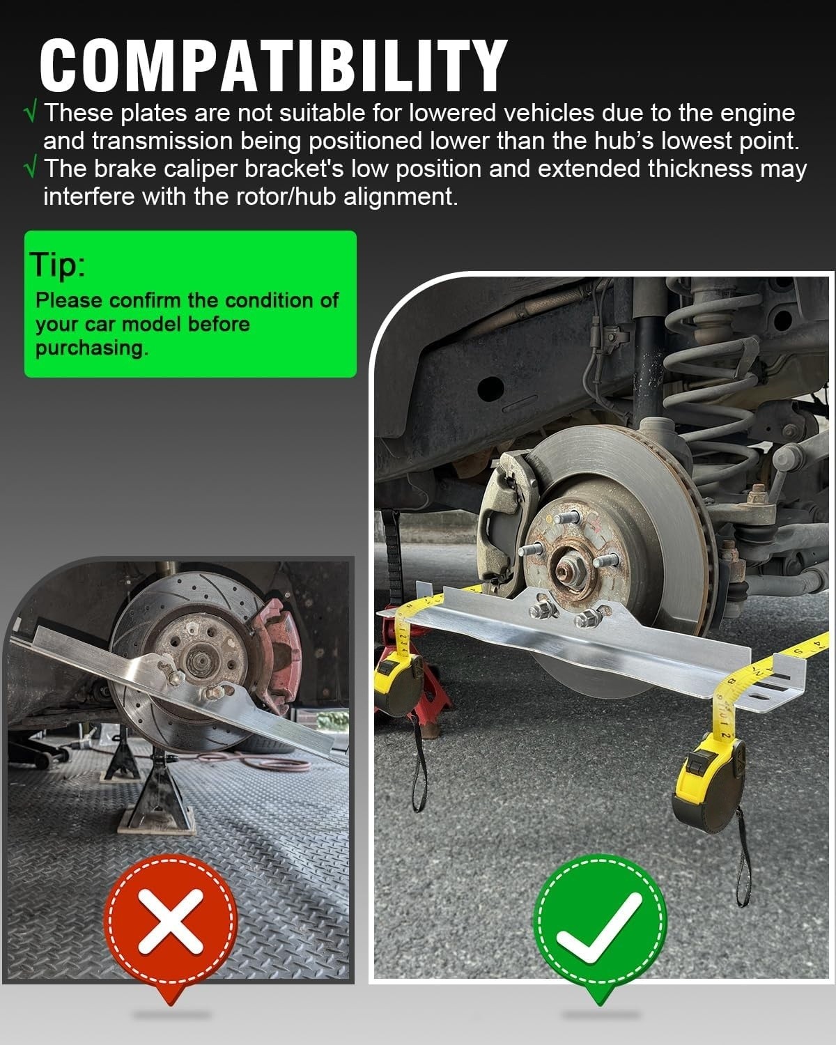 Wheel Alignment Tool Toe Plates Accurate Measurements with 2 Tape Measures US