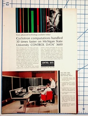 1960s CONTROL DATA 3600 Computer Ad Michigan State University Vintage Ephemera