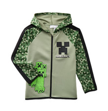 Minecraft NEW♈Boy's Active Zip up Hoodie/ applique size 8~Olive/black/green