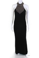 Parker Womens Beaded  Kyler Gown Black Gold Size 6 10411292