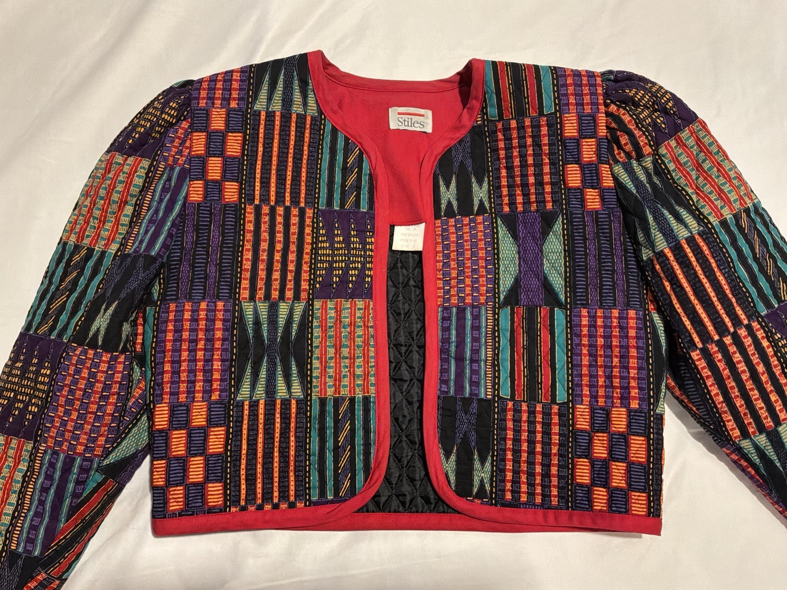 Vintage Stiles Patchwork Quilted Jacket Cropped O… - image 8