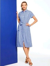 Talbots Dolman Sleeve Belted Shirtdress 12 Pockets Periwinkle Poplin