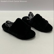 UGG Fluff Yeah Faux Fur Slide Slippers Black Women's Size 11