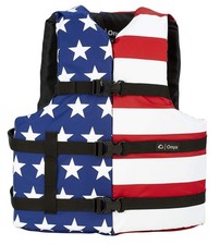 ONYX General Purpose Boating Life Jacket Universal, One Size, Stars Stripes