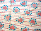 Vtg Feedsack Flour Sack Fabric 40s Red Dots &Stripes Green Flowers Remnant Quilt — photo 1