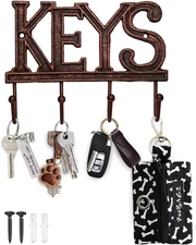 Key Holder for Wall - Decorative Farmhouse Rustic Wall Mount Key Organizer with 