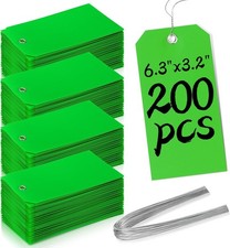 200 Pieces 6 1/4 X 3 1/8 Shipping Tags with String 8 Waterproof Green Tags for