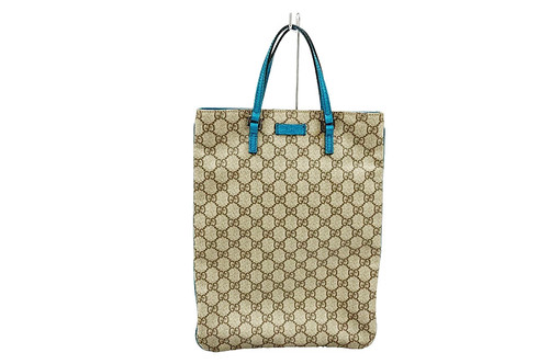 Gucci GG Supreme Handbag M117551002122 Beige Turquoise Canvas Used