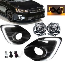 Led Daytime Running Lights Fits 2016-2017 Mitsubishi Lancer Clear Lens Fog Lamps