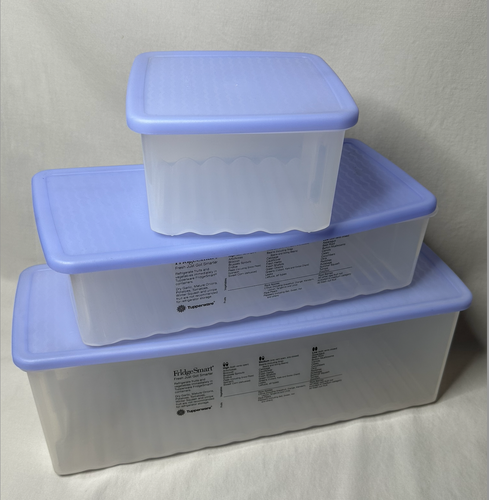 Tupperware Fridgesmart 3 Containers Rectangular Blue Lidd Adjustable ...