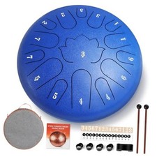Steel Tongue Drum - 15 Note 12 Inch C Major Handpan Drum for 12Inch Blue