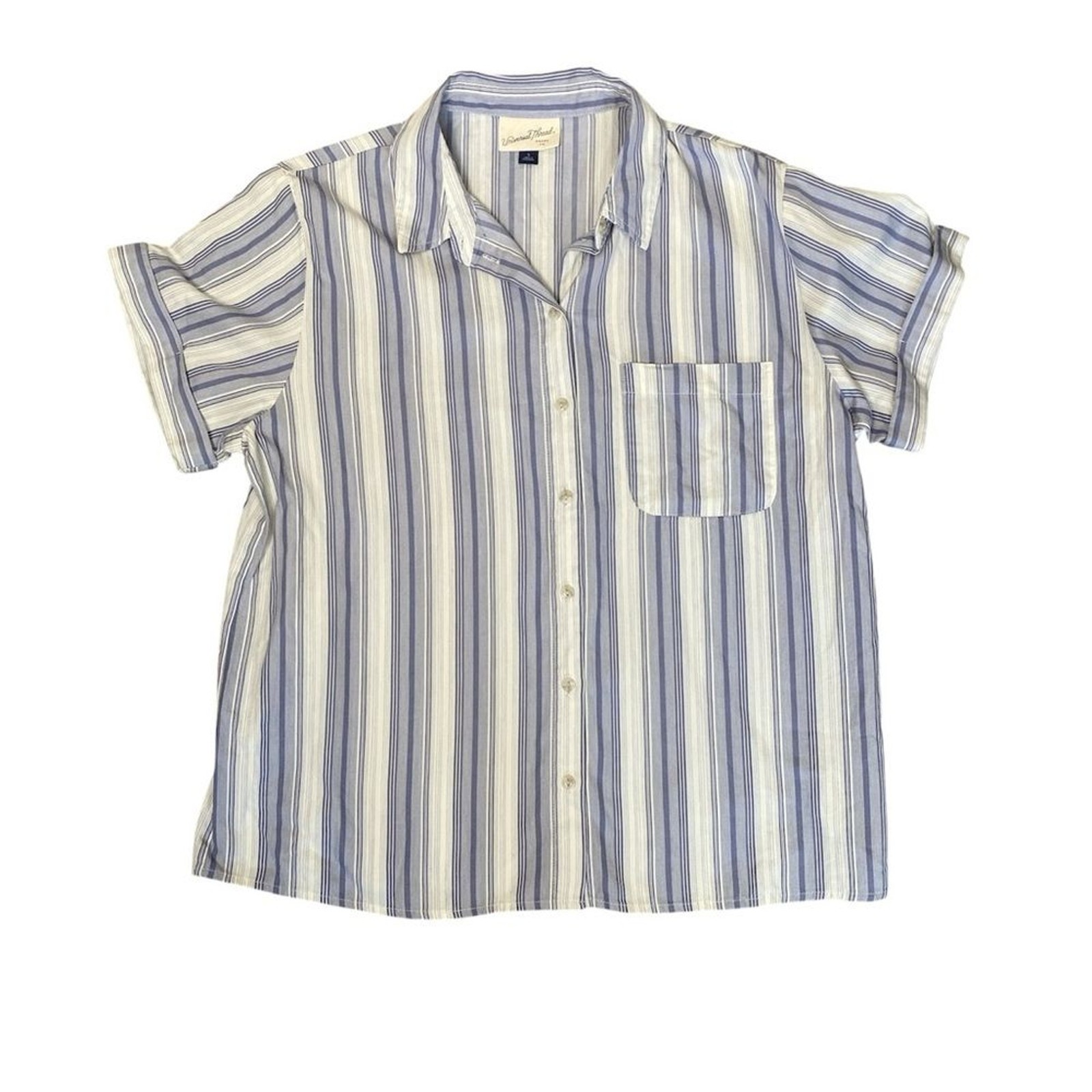 Universal Thread Striped Button Front Shirt Beach… - image 1