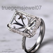 Emerald Cut 14x10mm Semi Mount Ring Sterling Silver 925 Ring Engagement Ring