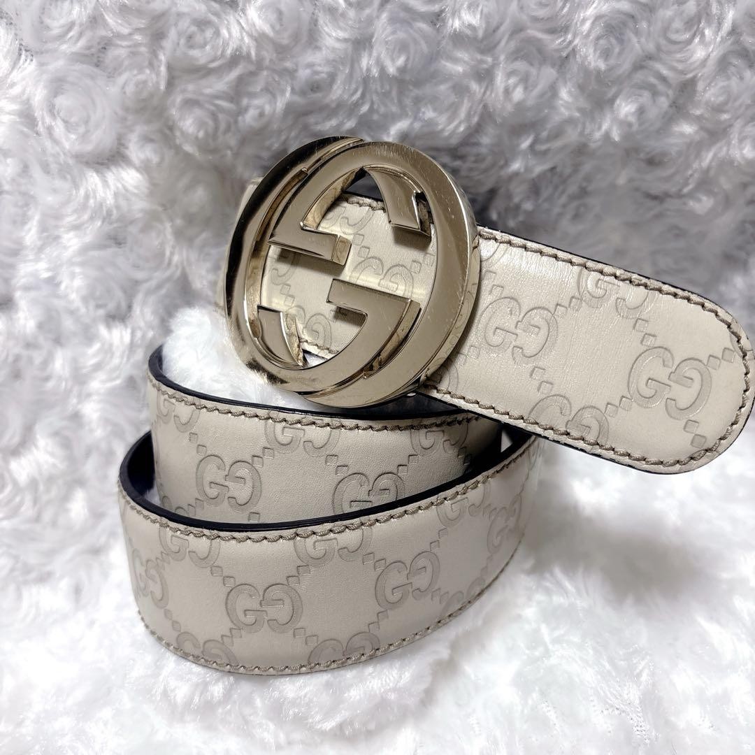 GUCCI Interlocking GG Leather Shima Belt 114876 DDU