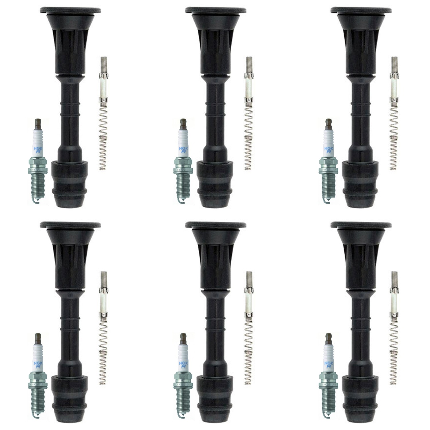 NGK 6 Laser Platinum Spark Plugs  Denso Coil Boots Kit for Maxima Murano V6