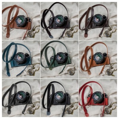 For Minolta X700 X570 Genuine Leather Half Camera Case Bag Cover Shoulder Strap