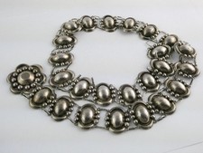 Vintage Mexico Sterling Silver Oval Design Link Concho Belt 30 Inch Length 98.4g