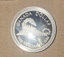 1986 Canada Proof Silver Dollar Vancouver Centennial 1886- 1986