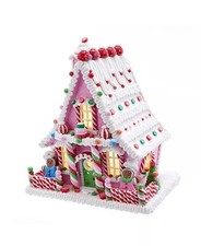 KURT ADLER PINK LED GINGERBREAD HOUSE TABLE CENTERPIECE BNIB