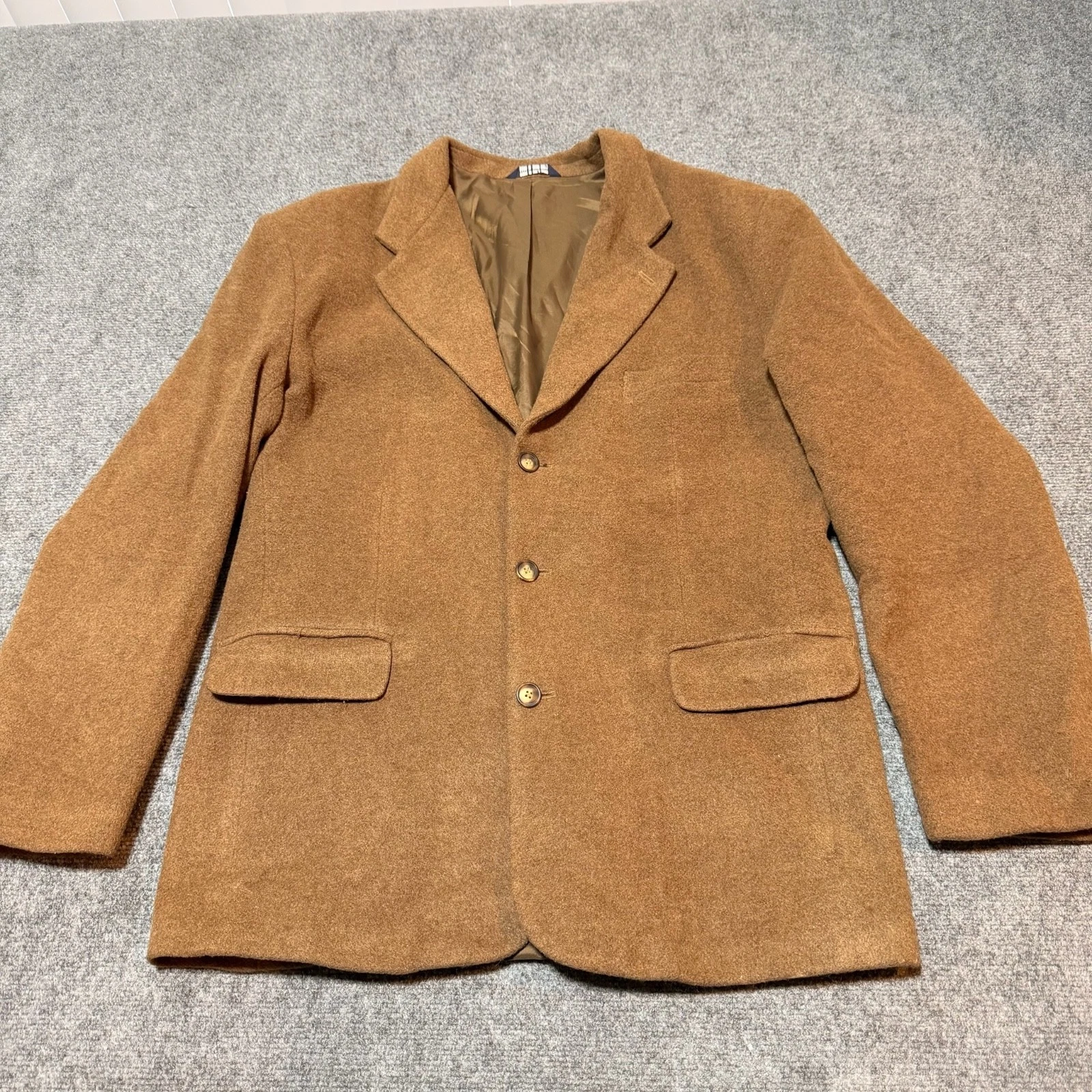 Gap Coat Blazer Mens Large Brown Wool Blend Button Up Collared Flap Pockets