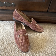 Sam Edelman Paisley Medallion Loafer Flats Brown Beige Slip On Almond Toe