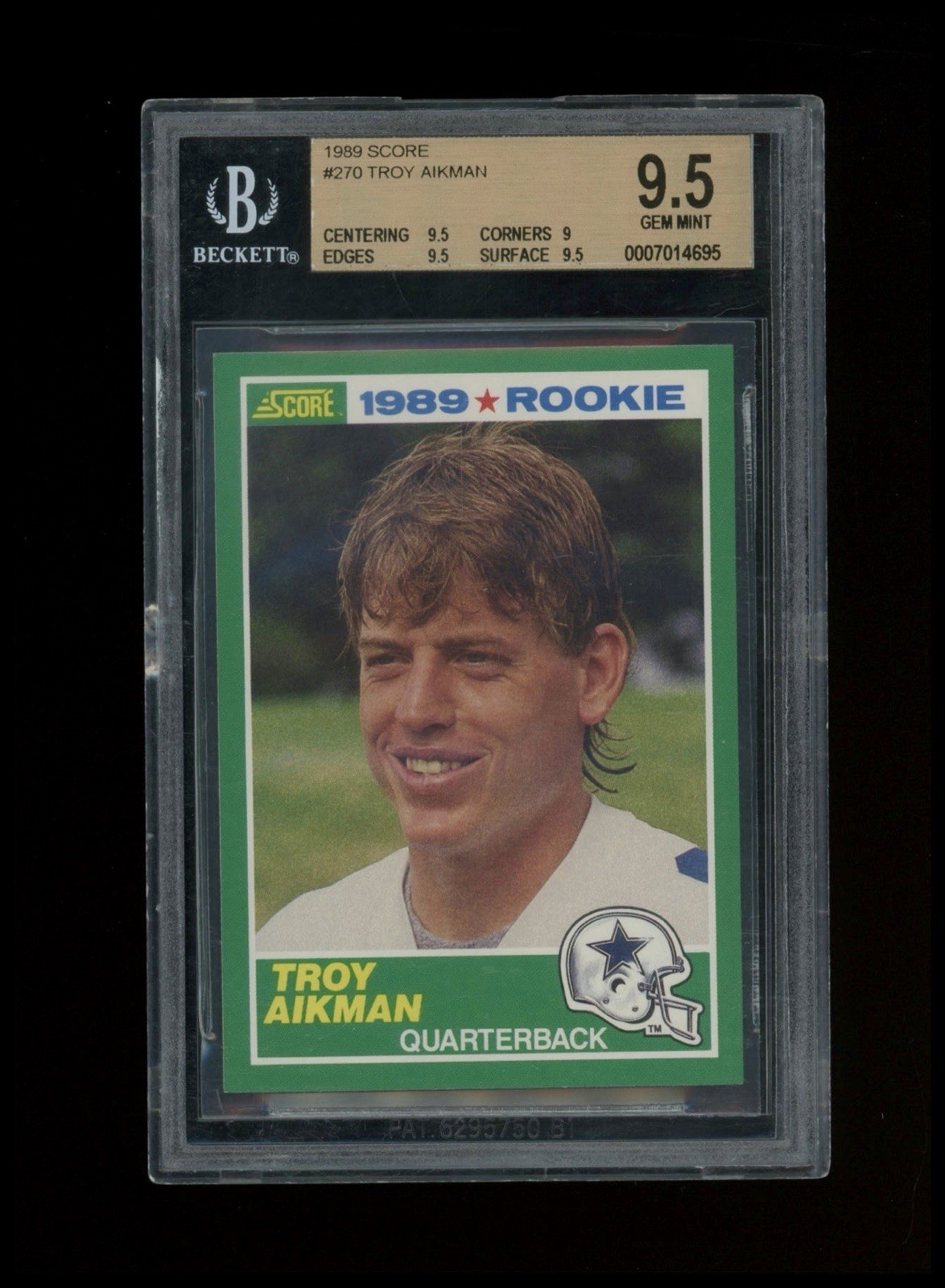 Troy Aikman 1989 Score #270 RC Rookie Card BGS 9.5 GEM MINT Dallas Cowboys HOF