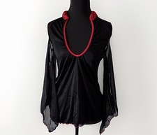 Dreamgirl Black Red Sheer Women's Top Whimsigoth Fairy Cutegoth Vamp ONE SIZE