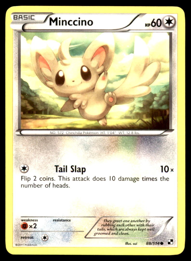 Minccino 88/114 Common Black & White Pokemon Moderately Played