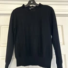 J.CREW Wool Blend Ruffle Neck Textured Sweater ~Black ~ M