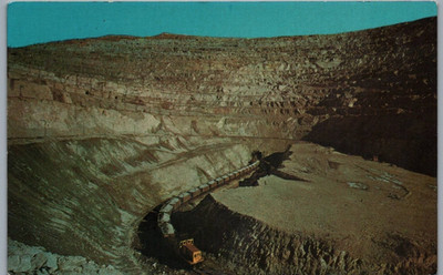 Bingham Copper Mine Utah Train Tunnel Ore Cars Mining Scene Postcard